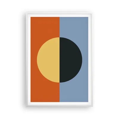 Produktbild von Gerahmtes Poster - Weißer Rahmen - Abstraktion Halbkreis Kontrast - 70x100 cm - Wand Bild - Wanddeko - Wandbilder - Kunstposter - Wandposter - Bilderrahmen - Bilder - Kunstdruck - P2WPA70x100-4604