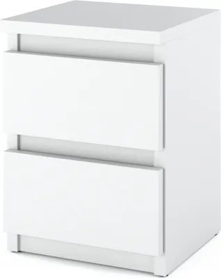 Produktbild von Nachttisch Weiß - Nachtschrank mit 2 Schubladen - Nachtkommoden - Nachttischschrank Kompakter Beistelltisch H42,5cm B30cm T30,5cm für Schlafzimmer