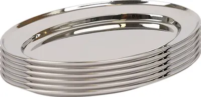 Produktbild von Argon Ta Ovale Servierplatten aus Edelstahl, 25 cm x 17 cm, 6 Stück