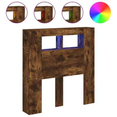 Imagen del producto de vidaXL Cabecero LED, color roble ahumado, 100 x 18,5 x 103,5 cm, material de madera