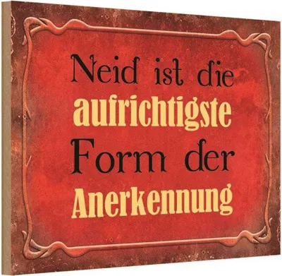 Produktbild von vianmo Holzschild 20x30 cm Neid ist Form der Anerkennung Dekoration