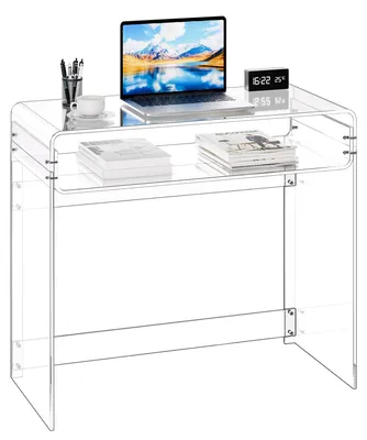 Acryl Beistelltisch 2-lagig, rechteckig, transparent, 40x85x75 cm