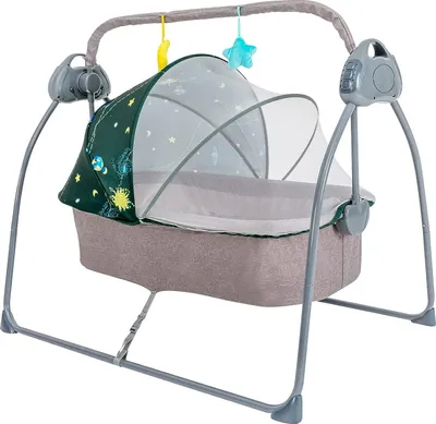 Image de Berceau pour bébé, balancelle automatique avec panier de sommeil musical télécommandé pour bébé (vert)