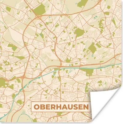 Produktbild von MuchoWow® Poster Vintage - Karte - Stadtplan - Oberhausen - Karte 100x100 cm - Babyzimmer