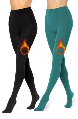 Image de Lot de 2 collants Merry Style pour femme MS-ATX-442 (noir/émeraude, XL/XXL) .