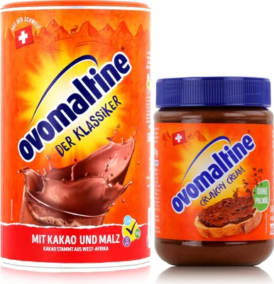 Produktbild von Ovomaltine Malzhaltiges Getränkepulver der Klassiker 500g & Crunchy Cream 380g