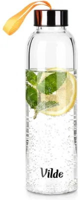 Produktbild von Glaswasserflasche mit Bambusdeckel, 500 ml