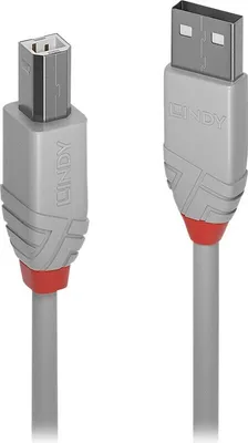 Produktbild von LINDY USB 2.0 Kabel Typ A/B Anthra Line M/M 0.5m