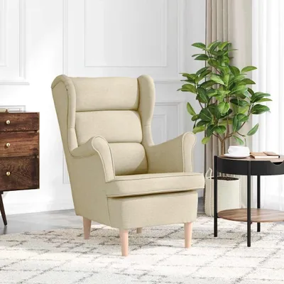 Zdjęcie produktu dla Fotel obity tkaniną w kolorze kremowym, wymiary: 74 x 84 x 100 cm