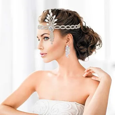 Produktbild von Kopfschmuck für Damen im Stil der 1920er mit Kristallen, Haarreif und Stirnband als Haaraccessoire-Set