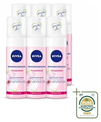 Productafbeelding van 6 x NIVEA Essentials Kalmerende Reinigingsmousse - voor droge en gevoelige huid - 150 ml - Voordeelverpakking - 6 stuks