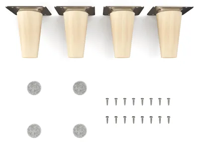 Produktbild von 4x sossai Holzfüße rund - gerade Ausführung 8cm Buche Naturbelassen
