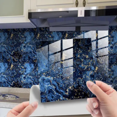 Produktbild von 20 Stück DIY Bad Spiegel Fliesen Wand Aufkleber 15x15cm Kristall Blau Selbst Klebstoff Reflektierend Home Dekoration Wandtattoos