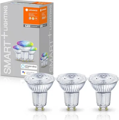 Image de 3 x Ledvance LED Smart+ Glas Reflektor 4,9W = 50W GU10 350lm RGBW 2700K-6500K Dimmbar App Google Alexa WiFi