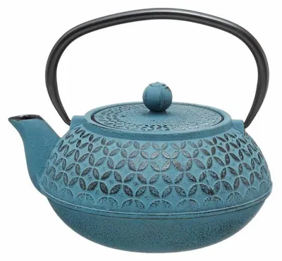 Produktbild von Secret de Gourmet Teekanne mit Sieb Blume 1000 ml aus Gusseisen blau 15,5cm x 10cm
