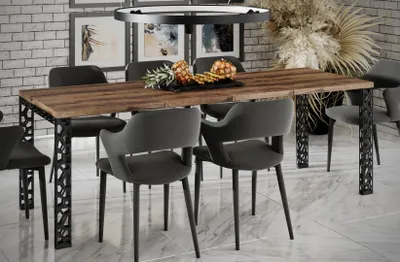 Image de Endo-Moebel Table de salle à manger Matio 80cm - 170cm extensible Table de cuisine en bois (Chêne Monastère)