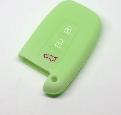 Produktbild von Auto Schlüssel Hülle Silikon Schutz Cover Fluoreszierend Grün kompatibel mit Hyundai Genesis Sonata KIA Optima Sportage 3 Tasten KEYLESS SMARTKEY