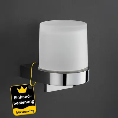 Produktbild von Bürstenking Seifenspender mit Kristallglas satiniert für Flüssigseifen Chrom – 150 ml Einhandbedienung Flüssigseifenspender Wandseifenspender