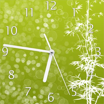 Produktbild von Wallario Design Wanduhr Bambusmuster grün-weiß aus Echtglas, Größe 20 x 20 cm