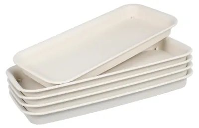 Produktbild von Set von 5 Beige Kunststoff Blumentopf Schalen mit Tropfschale