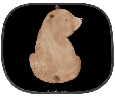 Produktbild von Mr. & Mrs. Panda Sonnenschutz Auto Bär Schulterblick - Schwarz - Geschenk, für Autoscheiben, autofenster, Teddy, Autoscheibe, Bärenliebe, Selbstachtung, saugnapf, Bären