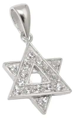 Produktbild von Anhänger Silberanhänger David-Stern mit vielen weißen Zirkonia 925 Silber