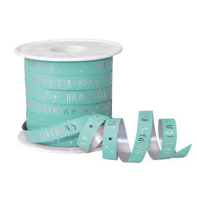 Immagine prodotto di Nastro decorativo Happy Birthday 1 cm x 100 m, turchese (100 m)