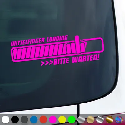 Produktbild von PantherPixel Mittelfinger Aufkleber Lädt Loading Stinkefinger Sticker Auto Geschenkidee Farbe Neon-Pink
