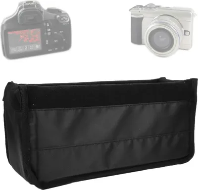 Produktbild von Wasserdichte, stoßfeste DSLR-Kamera-Objektiv-Einsatztasche, gepolsterte Trennwandtasche (schwarz)