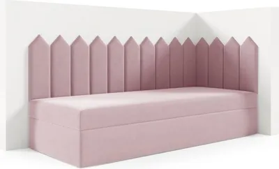 Produktbild von LIKMA Kinderbett 70x160 cm Hellrosa Bett mit Bettkasten Jugendbett Polsterbett Kopfteil Velvet Stoff