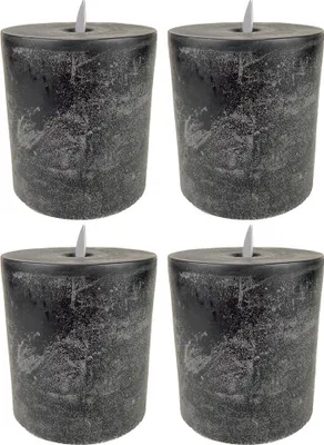 Produktbild von 4er Set Sompex 35196 Flame Echtwachs LED Kerze, Flach - Fernbedienbar und integrierter Timer, anthrazit, 10 x 10.5 cm