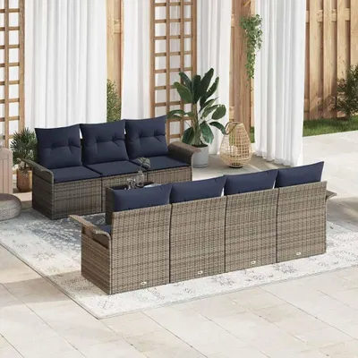 Image de Maison Exclusive - Ensemble de canapés de jardin, 8 pièces, gris, en résine tressée