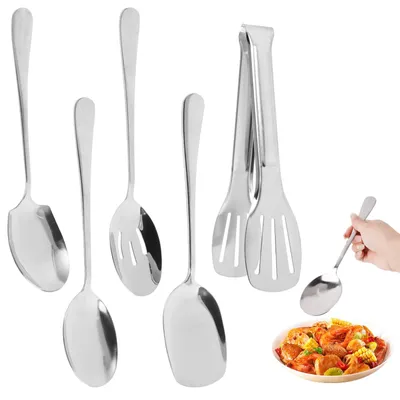 Produktbild von Servierlöffel aus Edelstahl, 5 Stück, groß, für die Küche