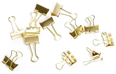 Produktbild von 12 Metallklammern gold 2,5 cm - kleine Foldback Klammern Dekoklammern aus Metall