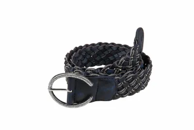 Produktbild von Pikeur geflochtener Gürtel, Damengürtel mit Strassschnalle Farbe - navy Länge - 75cm