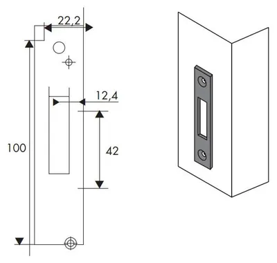 Image de Gâche platine 49P pour porte sans huissserie finition brute - ISEO - 9702049P