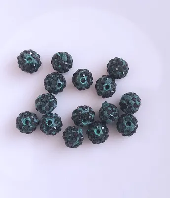 Image de Perles Shamballa, scintillantes, 10 mm, 10 pièces, vert foncé