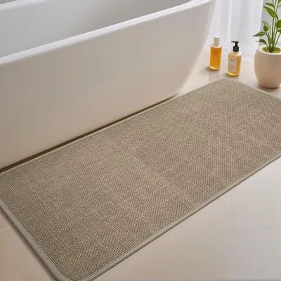 Produktbild von Badematte 43 x 120 cm, beige, rutschfest, schnelltrocknend, für Badezimmer