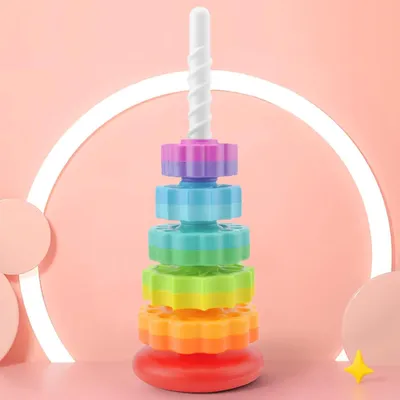 Produktbild von Regenbogen-Turm, Stapelspielzeug, Mini-Spinnenturm, Stapelringe, sensorisches Spielzeug mit Spinnenmotiv