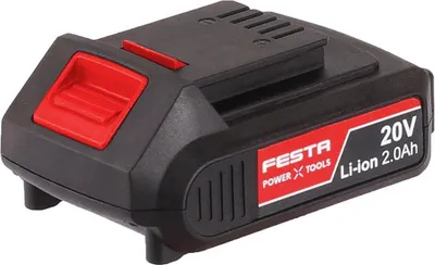 A black and red power tool battery pack is shown against a white background.