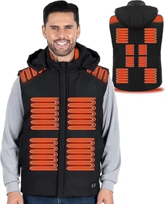 Produktbild von Funktionsweste Wärmeweste, beheizte Jacke, Intelligente einstellbare 3 Heizzonen (Wärmejacke Winterweste für Drinnen und Outdoor Wandern, Weihnachtsgeschenk & geeignet für alle Gel