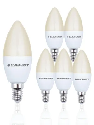 Produktbild von BLAUPUNKT E14 LED-Kerze 7W 595 Lumens 2700K Warmweiß Kronleuchter, 6er Pack