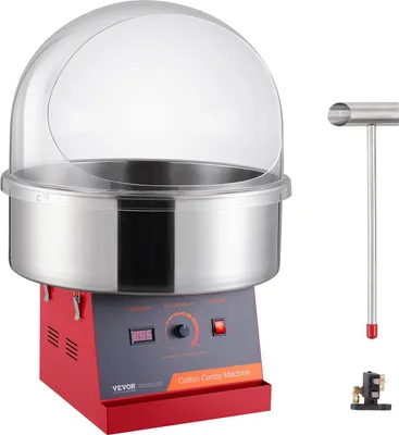 Zdjęcie produktu dla Elektryczna maszyna do waty cukrowej, 1 kW, komercyjna maszyna do waty cukrowej z pokrywą, miską ze stali nierdzewnej i łyżeczką do cukru, na przyjęcia urodzinowe dla dzieci w domu, uroczystości rodzinne (czerwona)