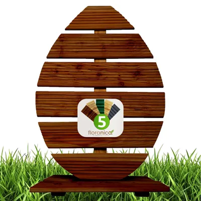 Image de Floranica Déco de Pâques en bois 70 cm de haut marron pour intérieur et extérieur - Œuf de Pâques fait main pour le jardin