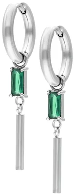 Produktbild von Wildcat Ohrringe - Little Square Crystal Hoops - Silber, Smaragdno Zelena - Chirurgenstahl 316L - wasserfest, langlebig, hautverträglich, Silber-Smaragdgrün