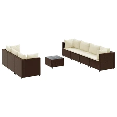Immagine prodotto di Set Divani da Giardino 8 pz con Cuscini in Polyrattan Marrone
