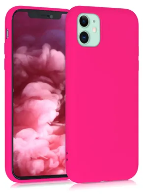 Produktbild von kwmobile Hülle kompatibel mit Apple iPhone 11 Hülle - gummierte TPU Silikon Handyhülle - Schutzhülle für kabelloses Laden - Case in Neon Pink