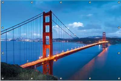 Produktbild von Wallario Outdoor-Poster für Garten oder Balkon, Motiv Golden Gate Bridge in San Francisco  USA, in ca. 120 x 180 cm