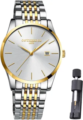 Produktbild von Raitown Herren Armbanduhr Edelstahl Wasserdicht 30 m mit Datumsanzeige, Quarz-Uhrwerk, Großes Zifferblatt, Minimalistisches Design, Geschenkbox