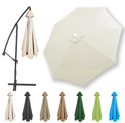 Produktbild von Ersatz-Sonnenschirmbezug, 6 Streben, Stoff, UV-Schutz 50, winddicht, Strand, Terrasse, Garten (beige, 4,0 m / 8 Streben)